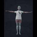The actress stands still in a T-pose, arms extended horizontally at shoulder height and legs slightly apart,... - preview gif