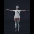 The actress stands still in a T-pose, arms extended horizontally at shoulder height and legs slightly apart,... - preview gif