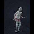 The clip shows a woman cautiously walking forward with small scuffled steps. She stops to look around, walking with... - preview gif
