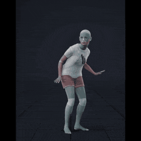 The clip shows a woman cautiously walking forward with small scuffled steps. She stops to look around, walking with... - preview gif