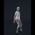 The clip showcases a woman moving cautiously, taking one slow step after the other in a low, half-crouched stance. She... - preview gif