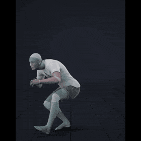 Crouch-walking in a motion matching dance card pattern with turns in all directions, 45 angles, left and right. Take... - preview gif