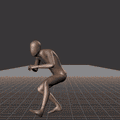 Crouch-walking in a motion matching dance card pattern with turns in all directions, 45 angles, left and right. Take... - preview gif
