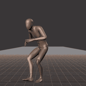 Crouch-walking in a motion matching dance card pattern with turns in all directions, 45 angles, left and right. With... - preview gif