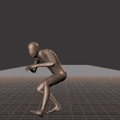 Crouch-walking in a motion matching dance card pattern with turns in all directions, 45 angles, left and right. With... - preview gif