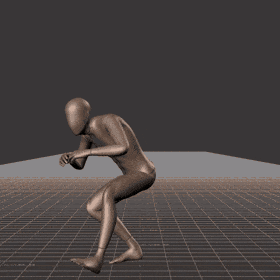 Crouch-walking in a motion matching dance card pattern with turns in all directions, 45 angles, left and right. With... - preview gif