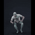 Crouch-walking in a circle with tighter turns over time. Take covers left and right handed turns - preview gif