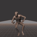 Crouch-walking in a circle with tighter turns over time. Take covers left and right handed turns - preview gif