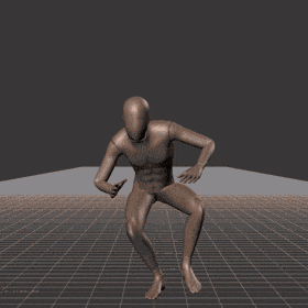 Crouch-walking in a circle with tighter turns over time. Take covers left and right handed turns - preview gif