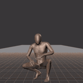 Crouching idle with occasional idle breaks - preview gif