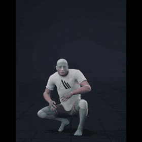 Crouching idle with occasional idle breaks - preview gif