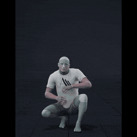 Crouch-walking while facing forward, stopping and then walking backwards in all directions in 45 degree increments.... - preview gif