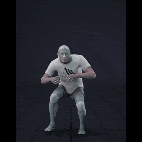 Crouch-walking while facing forward, stopping and then walking backwards in all directions in 45 degree increments.... - preview gif