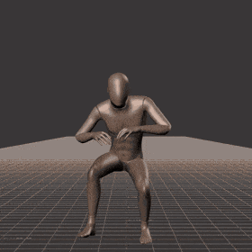Crouch-walking while facing forward, stopping and then walking backwards in all directions in 45 degree increments.... - preview gif