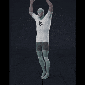 This clip shows a man initially taking a few small steps left and right to reposition himself. He then performs a... - preview gif