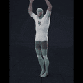 This clip shows a man initially taking a few small steps left and right to reposition himself. He then performs a... - preview gif