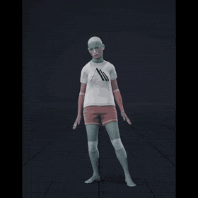 The clip features a female actor starting from a T-pose and transitioning into a lower stance, where she stands with... - preview gif