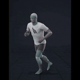 Jogging in a motion matching dance card pattern with turns in all directions, 45 angles, left and right. Take covers... - preview gif