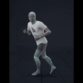 Jogging in a motion matching dance card pattern with turns in all directions, 45 angles, left and right. Take covers... - preview gif