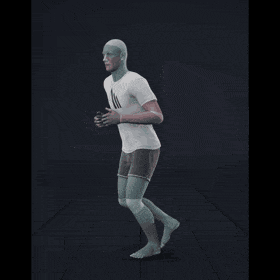 Jogging in a motion matching dance card pattern with turns in all directions, 45 angles, left and right. With stops... - preview gif