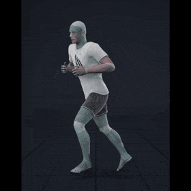 Jogging in a motion matching dance card pattern with turns in all directions, 45 angles, left and right. With stops... - preview gif