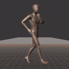 Jogging in a circle with tighter turns over time. Take covers left and right handed turns - preview gif