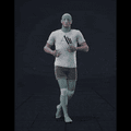 Jogging while facing forward forward with 135 degree direction changes left and right. Strafing in a diamond pattern.... - preview gif