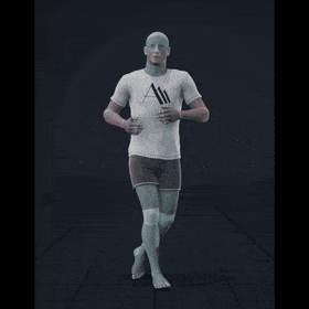 Jogging while facing forward forward with 135 degree direction changes left and right. Strafing in a diamond pattern.... - preview gif