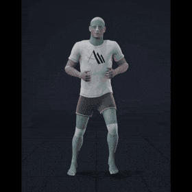 Jogging while facing forward forward with 135 degree direction changes left and right. Strafing in a diamond pattern.... - preview gif