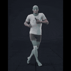 Jogging while facing forward forward with 90 degree direction changes left and right. Strafing in a square pattern.... - preview gif