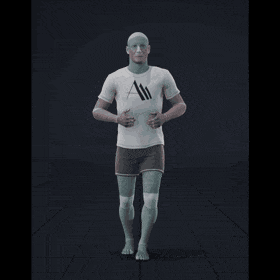 Jogging while facing forward, stopping and then walking backwards in all directions in 45 degree increments. Strafing... - preview gif