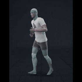 Jogging in a motion matching dance card pattern with turns in all directions, 45 angles, left and right. With stops... - preview gif