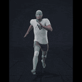 The clip begins with a man running forward, then he comes to a stop and moves into a crouched position. After... - preview gif