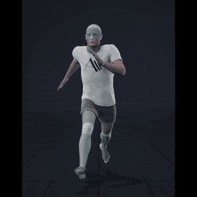 The clip begins with a man running forward, then he comes to a stop and moves into a crouched position. After... - preview gif