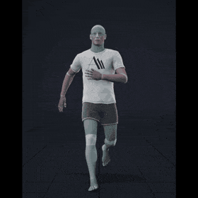 The clip features a man who begins in a standing T-pose before transitioning into a casual jog moving forward. He then... - preview gif
