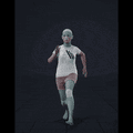 The clip shows a female character taking a few steps then running forward. She jogs backward and stands still before... - preview gif