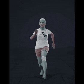 The clip shows a female character taking a few steps then running forward. She jogs backward and stands still before... - preview gif