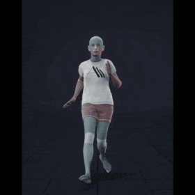 The clip shows a female actor running forward in a short-stepped manner. She comes to a stop and transitions into a... - preview gif