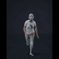 This clip shows a woman actor running forward, then coming to a sudden stop before transitioning into a crouch... - preview gif