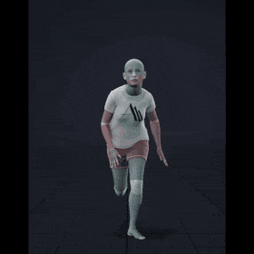 This clip shows a woman actor running forward, then coming to a sudden stop before transitioning into a crouch... - preview gif
