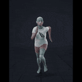 The clip shows a female actor running forward before coming to a stop and moving into a crouched position. She looks... - preview gif