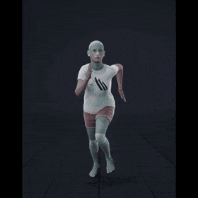 The clip shows a female actor running forward before coming to a stop and moving into a crouched position. She looks... - preview gif