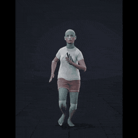 The clip shows a female actor running forward. She comes to a stop, transitioning into a crouch position with a slight... - preview gif