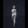 The clip shows a female actor running forward. She then crouches down and turns 90 degrees to the left, walking... - preview gif