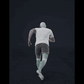 Running with sudden directional turns. Take covers fluid turns in the following angles: 0, 45L, 90L, 135L, 180L - preview gif