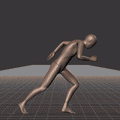 Running in a straight line for run cycle generation. Version with exaggerated acting - preview gif