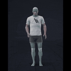 Standing with various dodging motions in all directions. Take covers the following directions: 0, 45R, 90R, 135R,... - preview gif