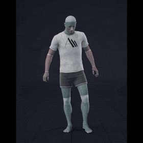 Standing with various dodging motions in all directions. Take covers the following directions: 0, 45R, 90R, 135R,... - preview gif