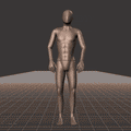 Standing with various idle poses, breaks, fidgets, and stances. Contains some stretching, flexing - preview gif