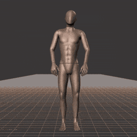 Standing with various idle poses, breaks, fidgets, and stances. Contains some stretching, flexing - preview gif